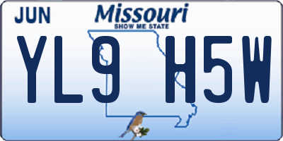 MO license plate YL9H5W