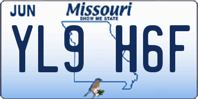 MO license plate YL9H6F