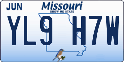 MO license plate YL9H7W