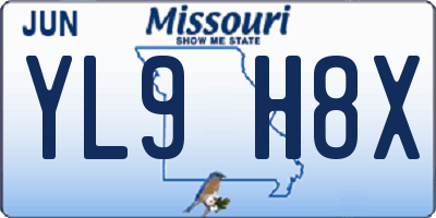MO license plate YL9H8X