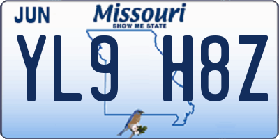 MO license plate YL9H8Z