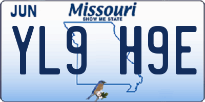 MO license plate YL9H9E