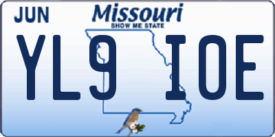 MO license plate YL9I0E