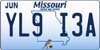 MO license plate YL9I3A