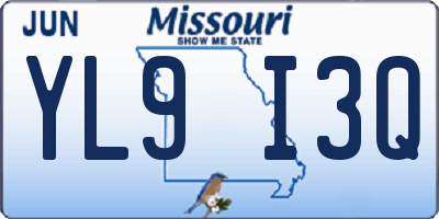 MO license plate YL9I3Q