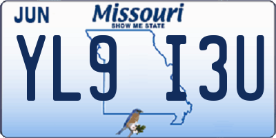 MO license plate YL9I3U