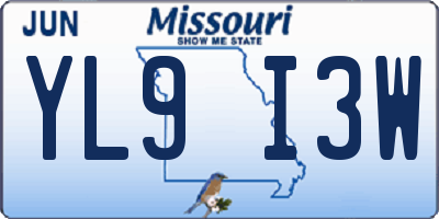 MO license plate YL9I3W