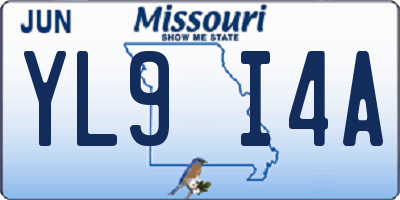 MO license plate YL9I4A