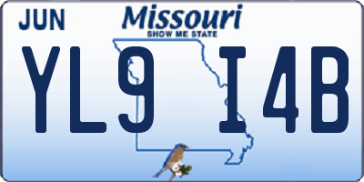 MO license plate YL9I4B