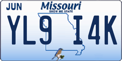 MO license plate YL9I4K