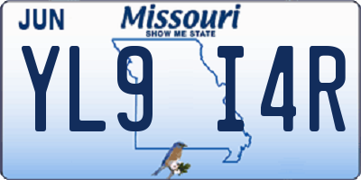 MO license plate YL9I4R