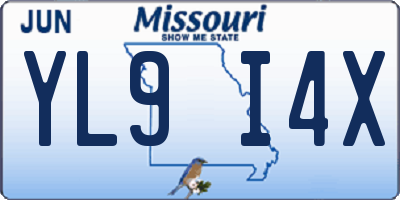 MO license plate YL9I4X