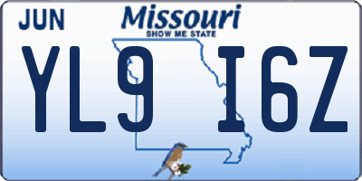 MO license plate YL9I6Z