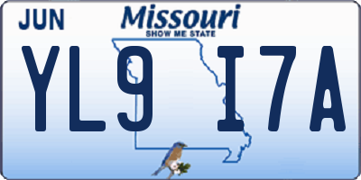 MO license plate YL9I7A