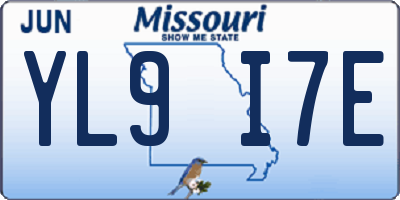 MO license plate YL9I7E