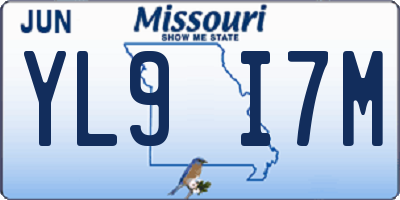 MO license plate YL9I7M