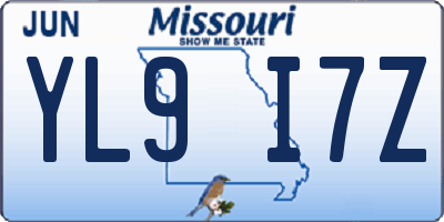 MO license plate YL9I7Z