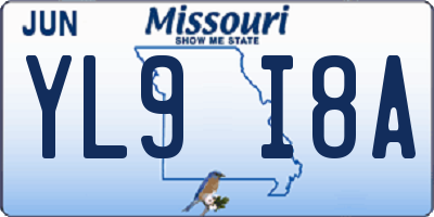 MO license plate YL9I8A