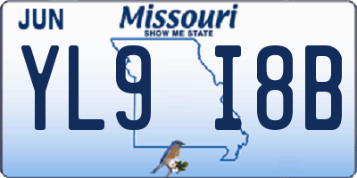 MO license plate YL9I8B