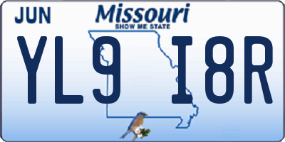 MO license plate YL9I8R