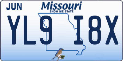 MO license plate YL9I8X