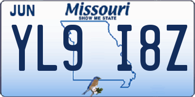 MO license plate YL9I8Z