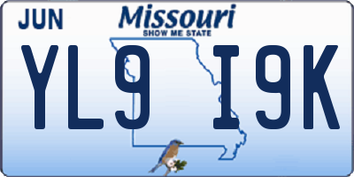 MO license plate YL9I9K