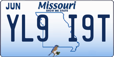 MO license plate YL9I9T