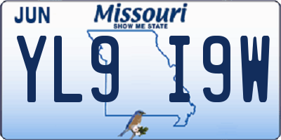 MO license plate YL9I9W