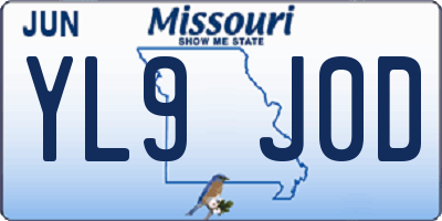 MO license plate YL9J0D