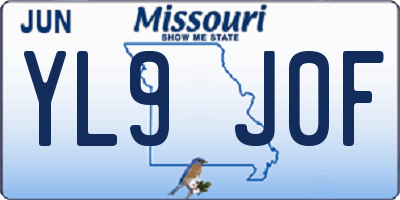 MO license plate YL9J0F