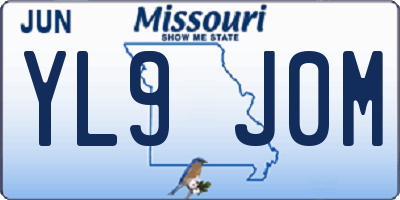 MO license plate YL9J0M