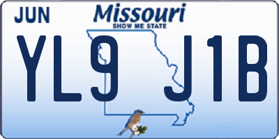 MO license plate YL9J1B