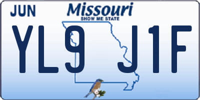 MO license plate YL9J1F