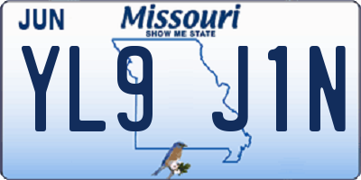 MO license plate YL9J1N