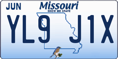MO license plate YL9J1X