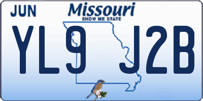 MO license plate YL9J2B