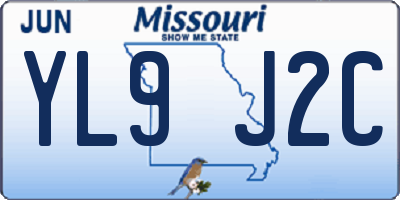 MO license plate YL9J2C