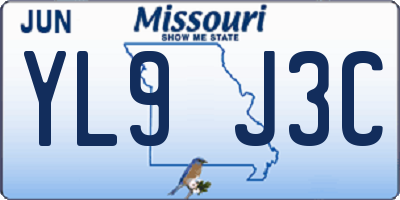 MO license plate YL9J3C
