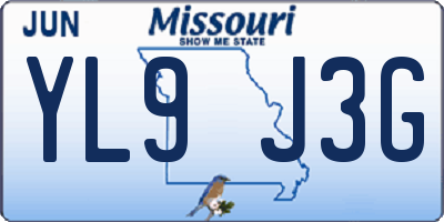 MO license plate YL9J3G