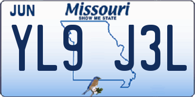 MO license plate YL9J3L