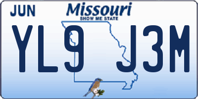 MO license plate YL9J3M