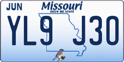 MO license plate YL9J3O