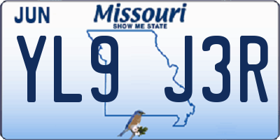 MO license plate YL9J3R
