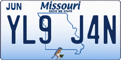 MO license plate YL9J4N