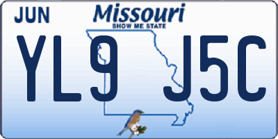 MO license plate YL9J5C