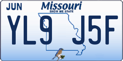 MO license plate YL9J5F