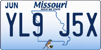 MO license plate YL9J5X