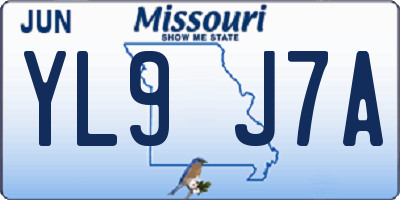 MO license plate YL9J7A