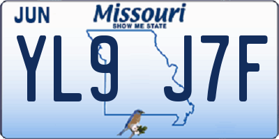 MO license plate YL9J7F